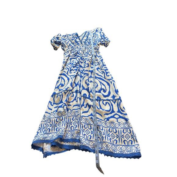 Umgee Dress Blue White V-Neck Whimsical Dainty Boho Chic Bohemian Lace Large - Picture 12 of 12